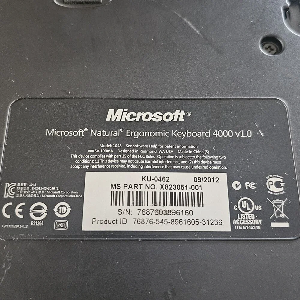 Microsoft keyboard used